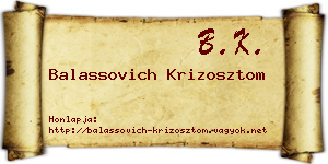 Balassovich Krizosztom névjegykártya